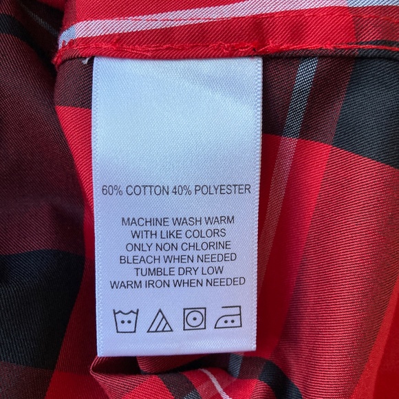 NEW Red Plaid Shirt Tunic Size 6 Foxcroft Holiday Tartan Wrinkle-Free Shaped Fit - Picture 11 of 12